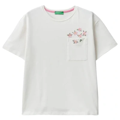 Afbeelding van United Colors of Benetton T shirt met meerkleurige bloemborduursel