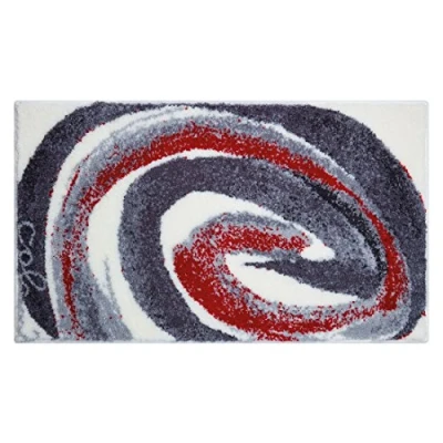Afbeelding van Grund Colani exclusieve designer badmat 100% polyacryl, ultra zacht, antislip, ÖKO TEX gecertificeerd, 5 jaar garantie, 42, WC sjabloon o.a. 50x60 cm, grijs rood