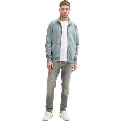 Afbeelding van Tom Tailor Sweatjack met opstaande kraag grey mint Maat 5XL