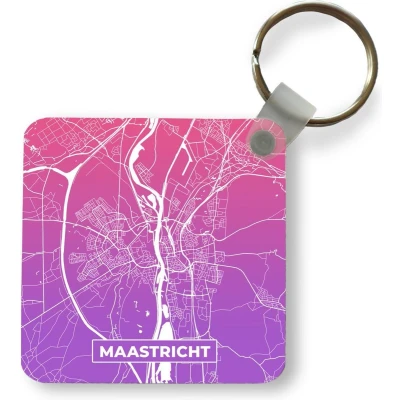 Afbeelding van Sleutelhanger Uitdeelcadeautjes Stadskaart Maastricht Nederland Paars Plastic