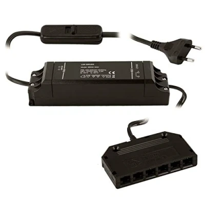 Afbeelding van SOTECH transformator 220 240V 12V/30W met schuifschakelaar en 6 voudige verdeler