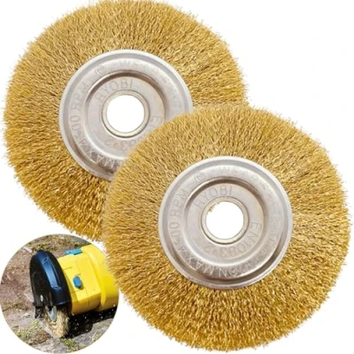 Afbeelding van MonoFresh Staaldraad voegenborstel, set van 2, compatibel met Gloria Multibrush en andere draadborstels, 10 mm breed, onkruidborstel, ronde reserveborstel
