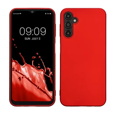 Afbeelding van kwmobile telefoonhoesje geschikt voor Samsung Galaxy A14 5G Hoesje smartphone Back cover in metallic donkerrood