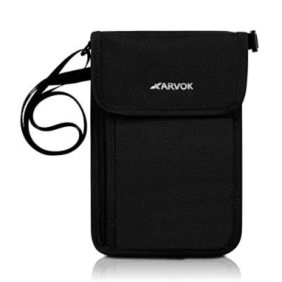 Afbeelding van Arvok borstzak met RFID blokkering voor dames en heren, lichte reisportemonnee tas, veiligheid, schoudertas paspoort, creditcards, munten reisaccessoires, zwart, 22 x 13 0,5 cm (9