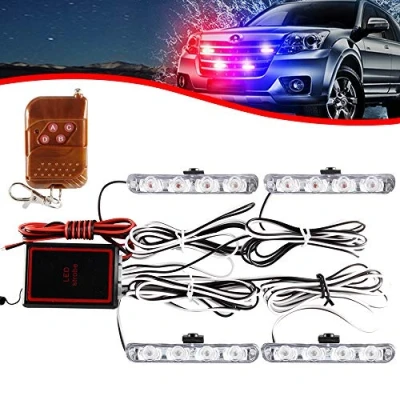 Afbeelding van KaiDengZhe 4 x leds, in 1, stroboscoop, waarschuwing, DC 12 V, noodknipperlicht, knipperlicht, draadloos, afstandsbediening, noodlicht, extern licht voor vrachtwagen, aanhanger