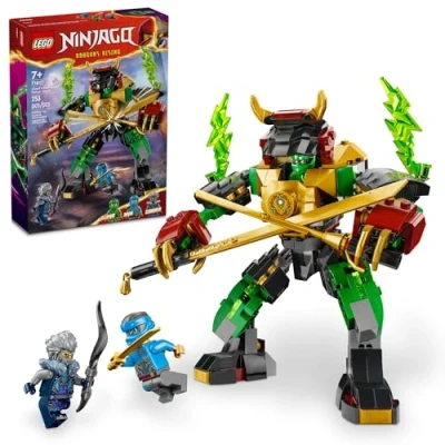 Afbeelding van LEGO NINJAGO Lloyd&#039;s Elemental Power Mech personaliseerbaar vechtspeelgoed met 3 Ninja actiefiguren, avontuurlijke speelset voor jongens en meisjes, cadeau idee kinderen vanaf