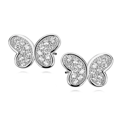 Afbeelding van JoyS Zilveren vlinder oorbellen 8 x 11 mm zirkonia gehodineerd