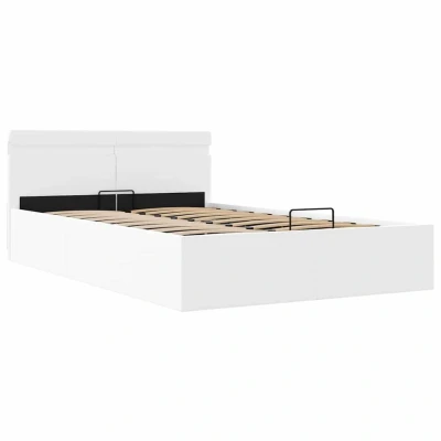 Afbeelding van vidaXL Bedframe met opslag hydraulisch LED kunstleer wit 140x200 cm