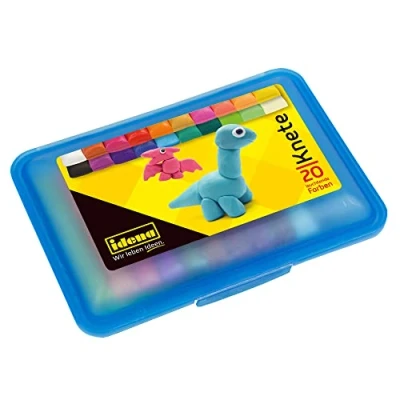 Afbeelding van Idena 68125 plasticine doos met 20 staafjes kleurrijke plasticine, in blauwe opbergdoos, leuke voor kinderen