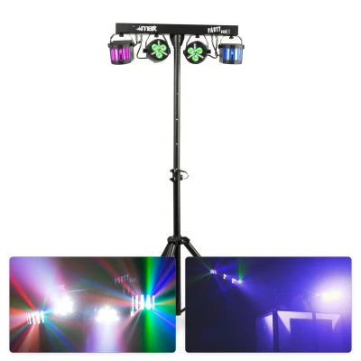 Afbeelding van MAX Partybar12 lichtset 2x PAR spot met strobe en Derby