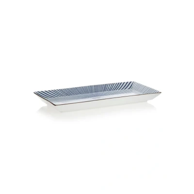 Afbeelding van Tokyo Design Studio Sendan Blue Tokusa serveerschaal 23 x 12 cm Donkerblauw