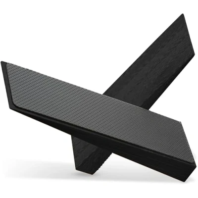 Afbeelding van Bamboe Deurstopper Antislip 2er Set Houten Deurwig met Rubber Geschikt voor alle Vloeren en Deuren Duurzaamboe Design Deurgels een Veilige Stabiele Grip (Zwart)