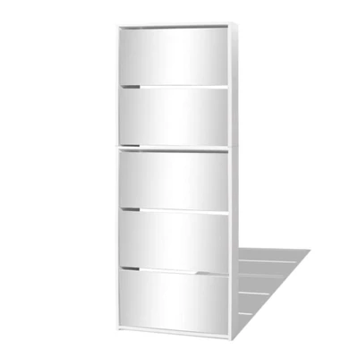 Afbeelding van Schoenenkast met 5 spiegels 63x17x169,5 cm wit