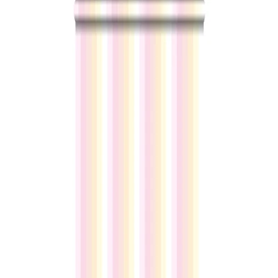 Afbeelding van Leen Bakker ESTAhome Behang Strepen Regenboog Roze, Beige 53cm X 10.05 M Vlies
