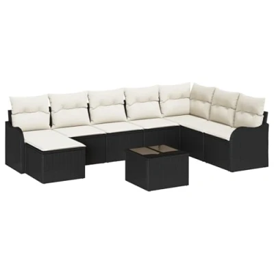 Afbeelding van vidaXL 8 delige tuinsofa set met kussens bruin poly rattan