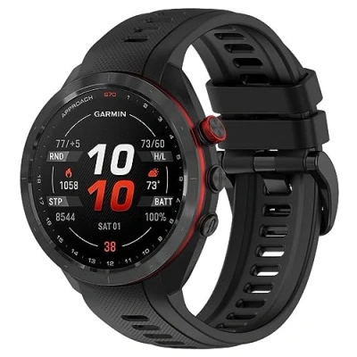Afbeelding van GIOPUEY Band Compatibel met Garmin Approach S70 47 mm, zachte siliconen horlogeband, vervanging van riem [slijtvast] [ademend], for 47mm