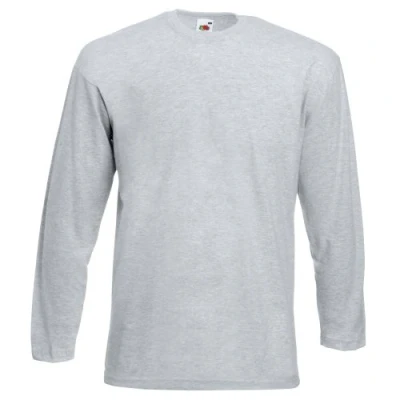 Afbeelding van Fruit Of The Loom Heren Valuegewicht T shirt Met Ronde Hals En Lange Mouwen (Heather Grijs) Maat XL