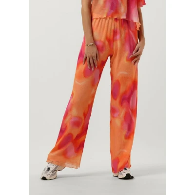 Afbeelding van Catwalk Junkie high waist loose fit pantalon Lucid met all over print oranje,roze