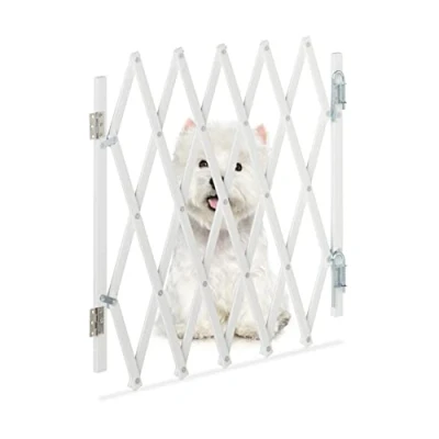 Afbeelding van Relaxdays uitschuifbaar hondenhekje 48,5 60 cm harmonica honden traphek wit