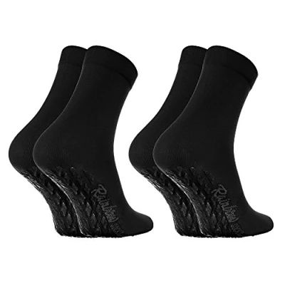 Afbeelding van Rainbow Socks Man Vrouw Kleurrijke Katoenen Anti slip Sokken ABS 2 Paars Zwart Maat 42 43