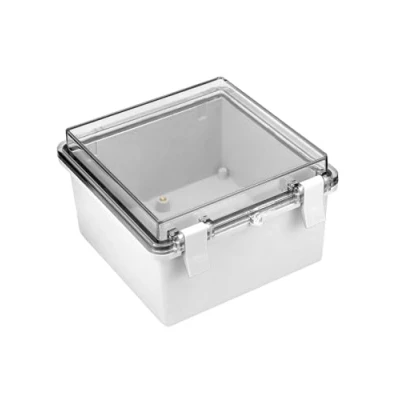 Afbeelding van QWORK® Weerbestendige aansluitdoos, 150 mm x 90 elektrische buitenkast, PC/ABS legering IP65 waterdicht met gespen en scharnierend transparant deksel