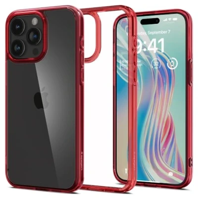 Afbeelding van Spigen Ultra Hybrid Case Compatibel met iPhone 15 Pro hoesje Deep Red
