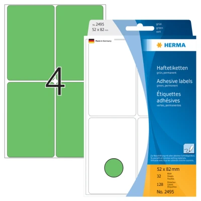 Afbeelding van Etiket HERMA 2495 52x82mm groen 128stuks