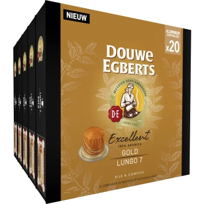 Afbeelding van Douwe Egberts Excellent Gold Lungo Koffiecups Intensiteit 5/9 10 x 20 capsules