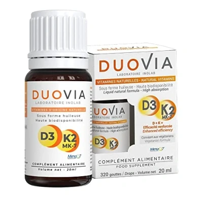 Afbeelding van D3 K2 MK7 Natuurlijke Vitaminen D + K = Verbeterde efficiëntie 2 druppels 1000 IE en 50 μg 270 Zonder toevoegingen, VEGETARIAN FORMULA