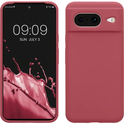 Afbeelding van kwmobile telefoonhoesje geschikt voor Google Pixel 8 Hoesje met siliconen coating Smartphone case in donkerroze