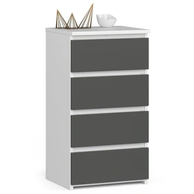 Afbeelding van AKORD dressoir met 4 laden rolladen ladekast kledingkast plank robuust universeel design wit grafietgrijs, OP0LCL4BIASZA001