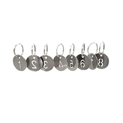 Afbeelding van NanTun 304 roestvrijstalen sleutelhangers met ring, 200 stuks, 25 mm, uitgeholde cijfer ID tags, sleutelhangers, genummerde sleutelringen 1 tot