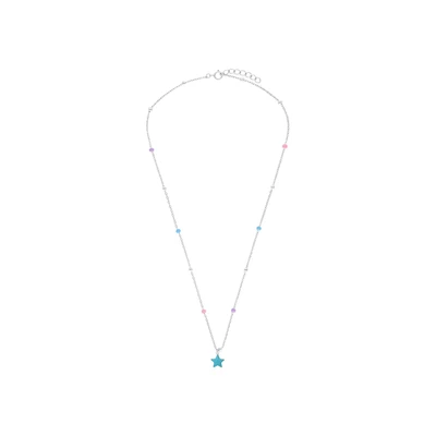 Afbeelding van Lucardi Kinder Zilveren goldplated Ketting ster emaille blauw 925 Zilver Goudkleurig 41 cm