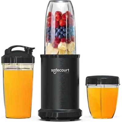 Afbeelding van Safecourt Kitchen Power blender 1000 watt to go smoothie Incl. receptenboek Zwart