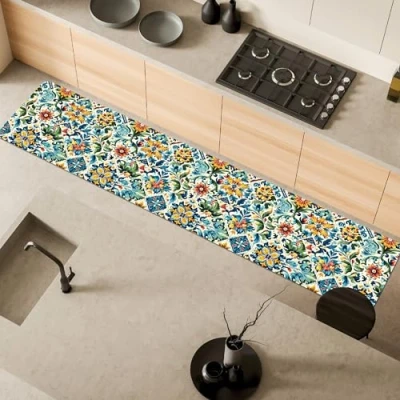 Afbeelding van Comart, Austin Tapijtloper, voor keuken en hal, van bedrukt polyester, waterdicht antislip, tegeldecoratie, 50 x 270 cm, machinewasbaar, duurzaam, vervaardigd in Italië