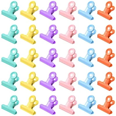 Afbeelding van UTMACH 30 stuks metalen bulldogclips kleine kleuren, bulldog, kantoorbinders, scharnier, clip, papier voor foto&#039;s, knutselen, thuis, kantoor, 31 mm