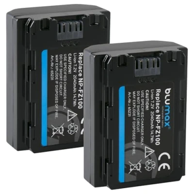 Afbeelding van Blumax 2X Batterij vervangt Sony NP FZ100 2040mAh met Sanyo cellen compatibel Alpha 7RM3, 7M3 / 7 III/Alpha 7R III IV 7SIII 9 II A9S 100% nieuwste firmware