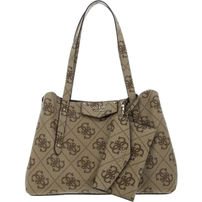 Afbeelding van GUESS Schoudertas Eco Brenton Girlfriend Satchel Latte Logo Lichtbruin