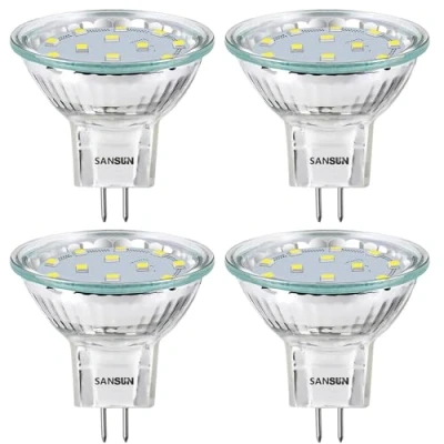 Afbeelding van Sansun Ledlampen, spot, MR11 GU4.0, 12 V wisselstroom/gelijkstroom, schijnwerper, GU4 fitting, 2 watt (komt overeen met 20 watt), 4000 K (daglicht wit) 4 pack LED lampen