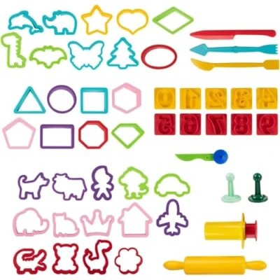 Afbeelding van Genio Kids Kneedgereedschapset 50 Stuks Deeg en Klei Gereedschapset met Accessoires voor Boetseren Modelleren Kinderen, Modeling Clay Accessory Set