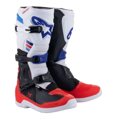 Afbeelding van Alpinestars 2024 Tech 3 Crosslaarzen Wit / Rood Donker Blauw maat 47