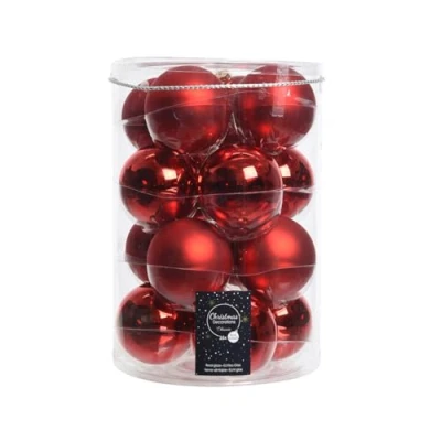 Afbeelding van Decoris Kerstbal 8 cm set van 16 Rood
