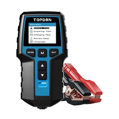 Afbeelding van TOPDON BT200 Accutester voor auto&#039;s, 12 V, 24 100 2000 CCA autoaccutester, generatortester digitale accuanalysator, laadurbelsysteemtester vrachtwagens, ATV, auto, boot