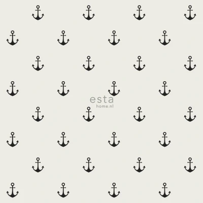 Afbeelding van Leen Bakker ESTAhome Behang Ankers Beige En Zwart 0.53 X 10.05 M Vlies