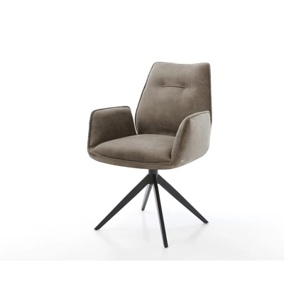 Afbeelding van DELIFE Draaistoel Zoa Flex microvelours taupe vintage kruisframe breed zwart 360 draaibaar rocker functie pocketveer kern