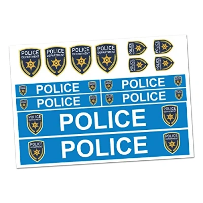 Afbeelding van Finest Folia Police Stickerset, stickers voor auto, boot, caravan, bus, fiets, driewieler, glijauto, speelauto, modelbouw, helm, RC Car Plaquette (R023 Police)