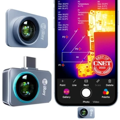 Afbeelding van InfiRay P2 Pro Warmtebeeldcamera Android Type C, en magnetische macrolens Infrarood 256x192, 25 Hz, 9 g volledig metalen behuizing voor industrie, huis, printplaatherkenning