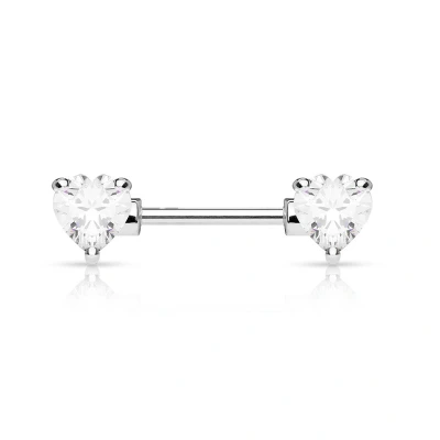 Afbeelding van Tepelpiercing dubbel hart wit 16mm