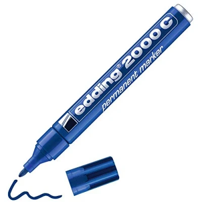 Afbeelding van edding 2000 C Permanent marker blauw 1 pen ronde punt 1,5 3 mm sneldrogende permanente waterbestendig, veegvast voor karton, kunststof, hout, metaal universele
