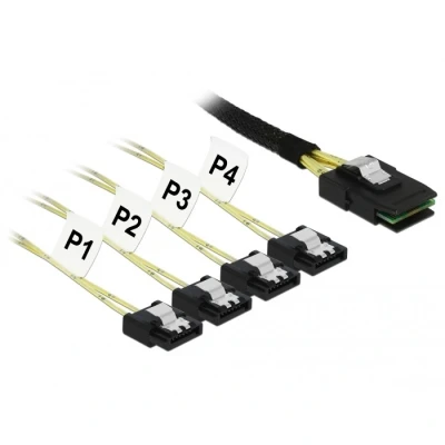 Afbeelding van Delock kabel Mini SAS SFF 8087 &gt; 4 x SATA 7 pins 1 m metaal